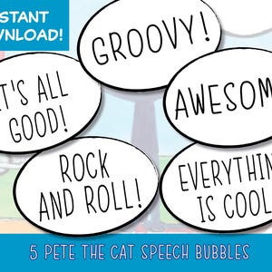 5 PETE THE CAT Instant Download Speech Bubbles