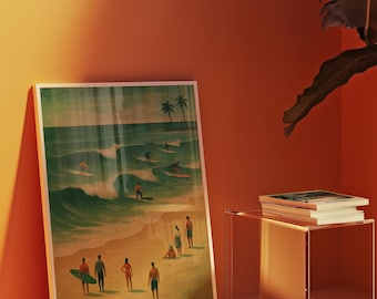 surf poster, surf wall art, beachy wall art, surfboard wall art, surfboard poster, retro surf prints, vintage surf wall art