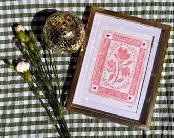 Floral lino print