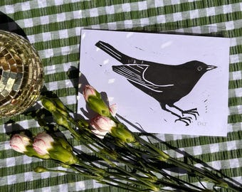 British Garden Birds Lino Print