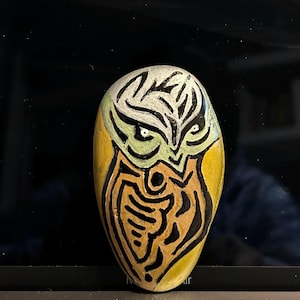 Owl, tribal, rock, stone, rocks, stones, rock painting, stone painting, acrylic rock, painted rock, painted rocks, acrylic stone