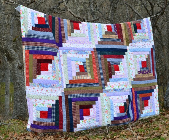 Log Cabin Quilted Duvet Cover Twin Or Full Size Streak Of Etsy