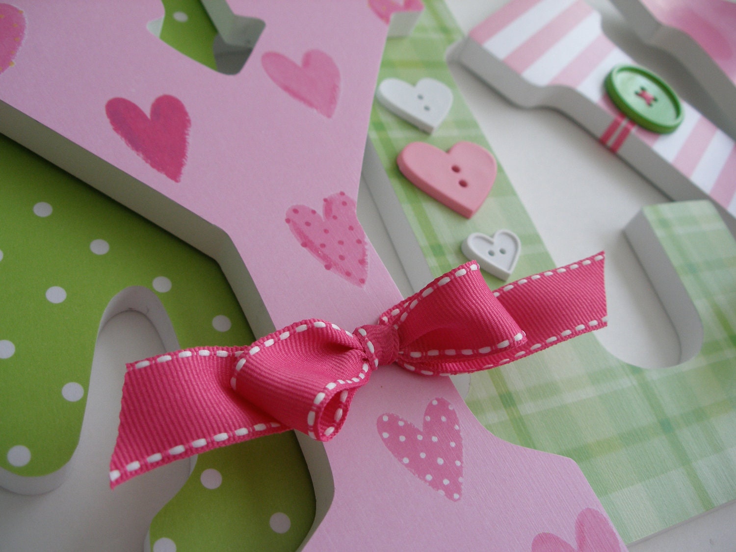 Baby Wooden Nursery Letters Green and Pink Butterfly Theme Etsy