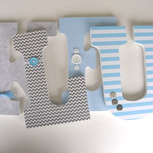 Baby Name Wooden Letters, Gray and Light Blue, Personalized Nursery Name Décor, Baby Shower Gift, Personalized Name Sign, New Mom Gift