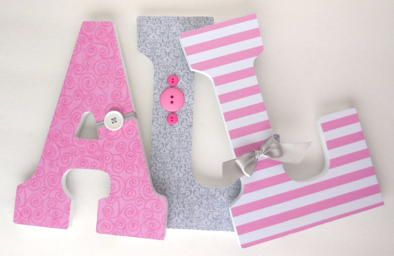 Baby Girl Wooden Letters for Nursery Pink and Light Gray | Etsy