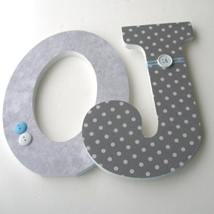 Gray Custom Wooden Letters with your Accent Color Personalized Nursery Name Décor Boy Bedroom Hanging Wood Wall Decorations Baby Shower Gift