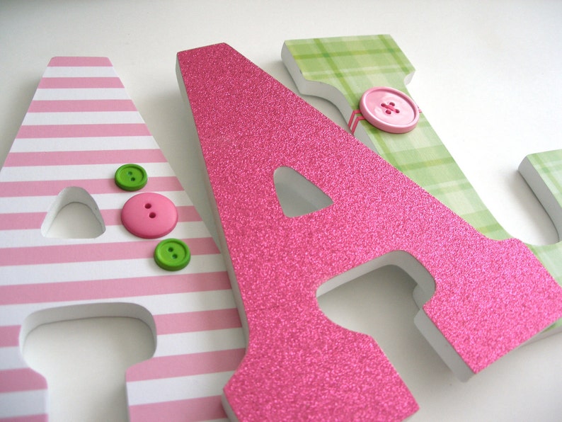 Set of 3 Decorated 9 Wooden Letters Nursery Name Décor - Etsy