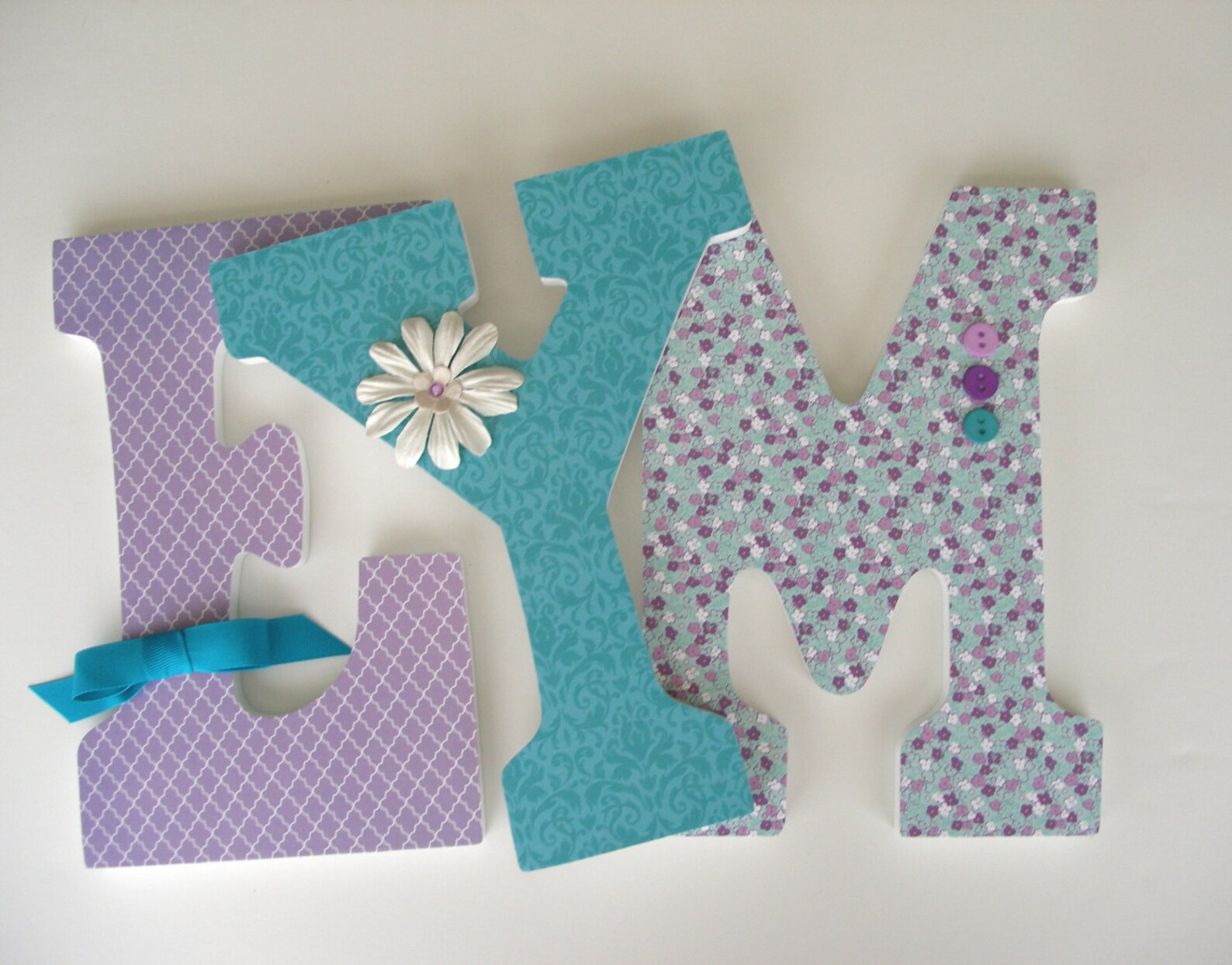 Custom Letter Set for Girl Nursery Teal and Lavender Custom Etsy