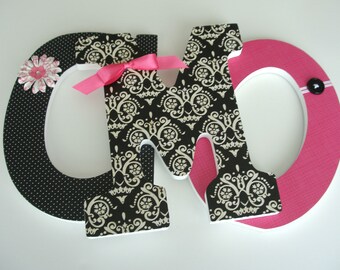 Custom Wood Nursery Letters, Black and Hot Pink, Girls Nursery Name Décor, Personalized Name Sign, New Mom Gift, Photo Prop, Wall Sign