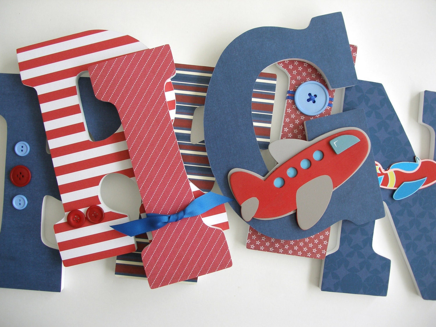 Using Plane In Lettering Wooden Letter Set, Airplane Nursery, Aviator Bedroom for Boys, Baby ...