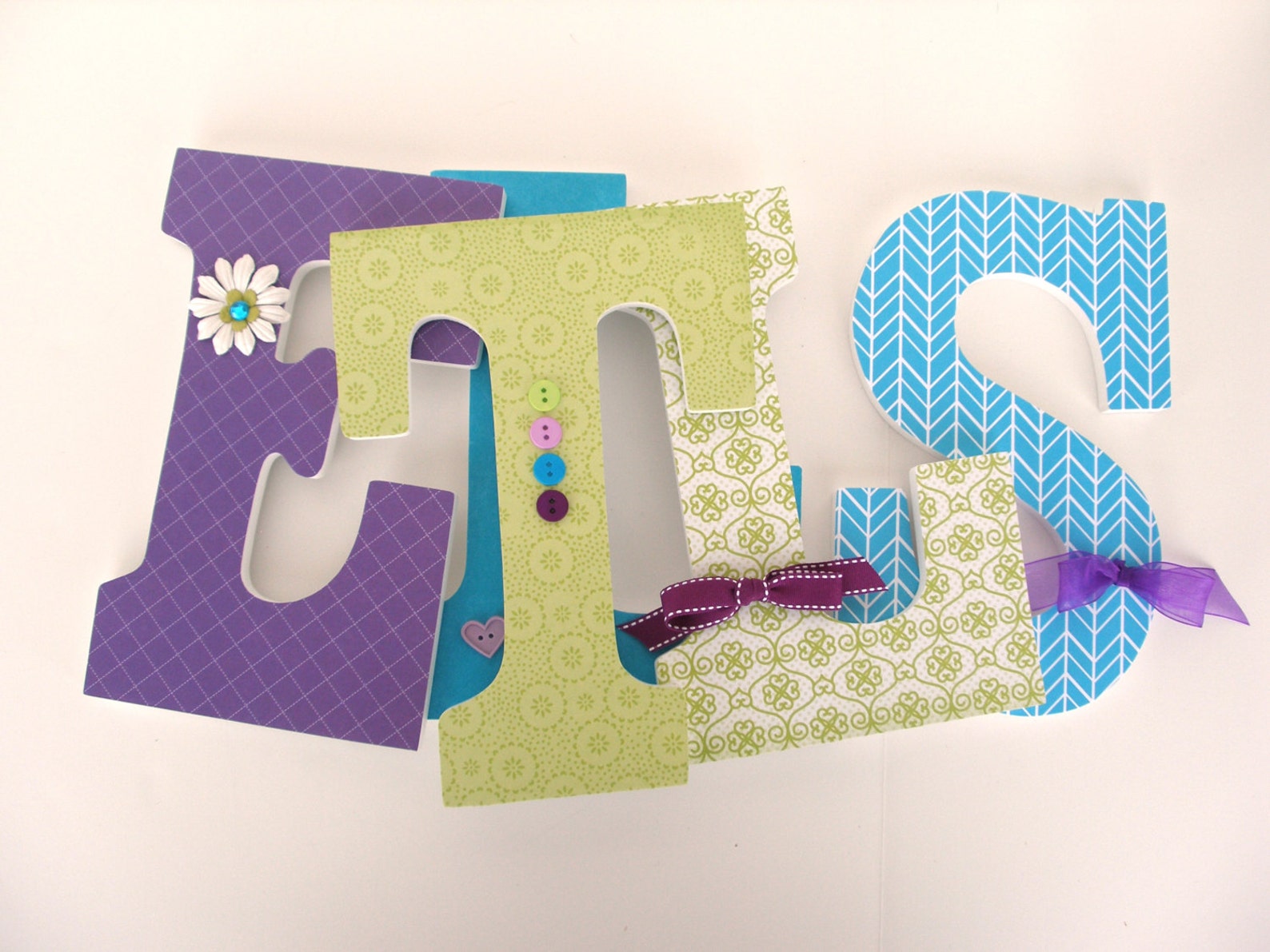 Custom Letter Set for Girl Nursery Teal Purple and Lime Etsy