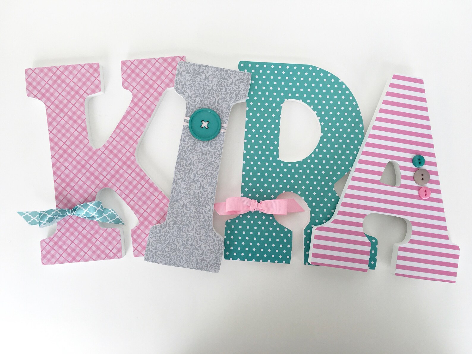 Pink and Teal Custom Wood Letters Nursery Decor Baby Name Etsy