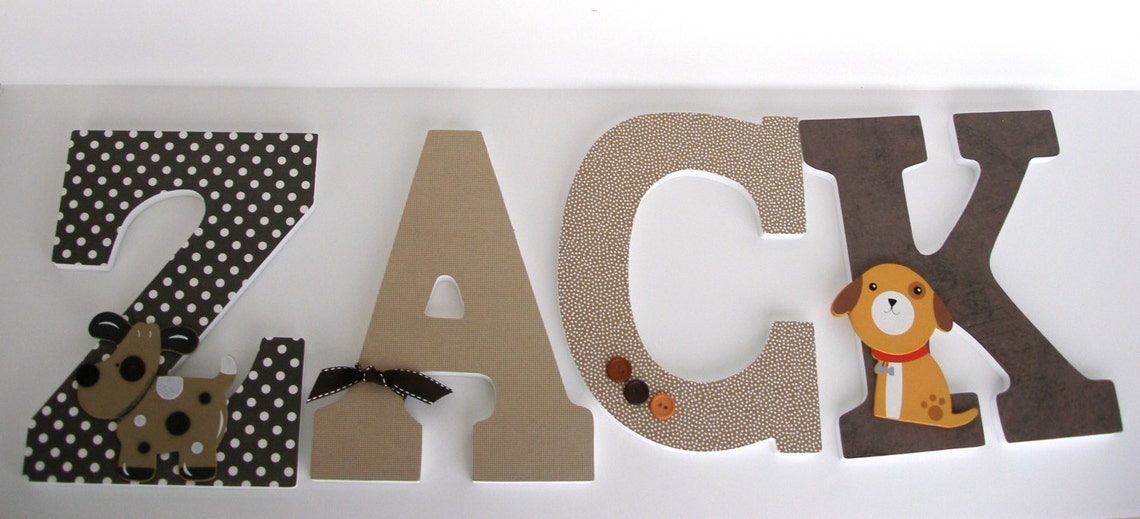 Baby Boy Hanging Wall Letters Brown Neutral Tones Custom Etsy