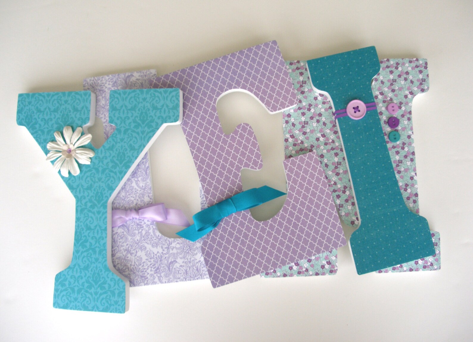 Custom Letter Set for Girl Nursery Teal and Lavender Custom Etsy