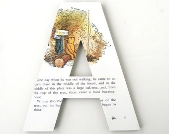 Winnie the Pooh Custom Letters, Children's Used Book Pages, Nursery Alphabet Décor, Storybook Name Art, A A Milne Baby Shower Gift