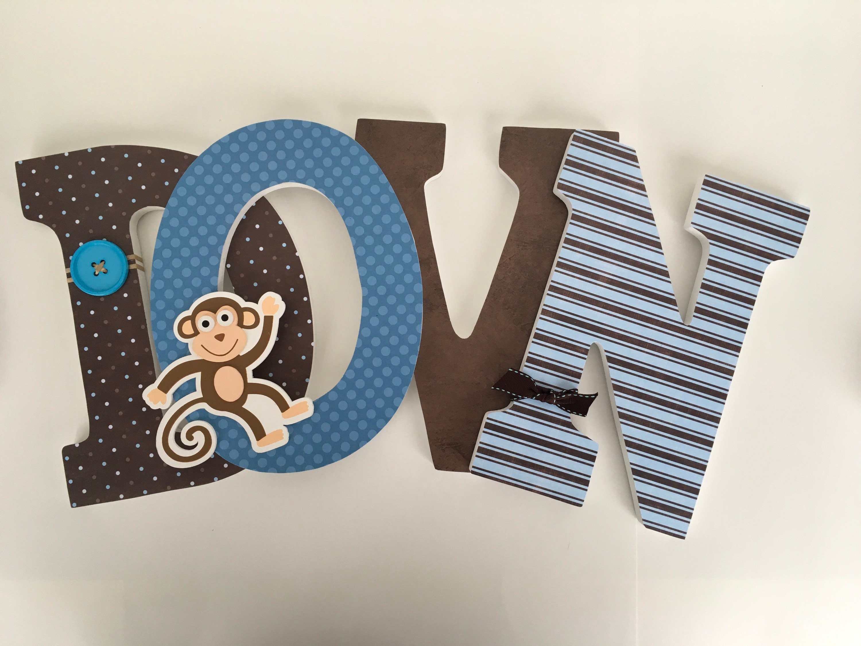 Monkey Custom Wooden Letters Personalized Nursery Name Décor Etsy