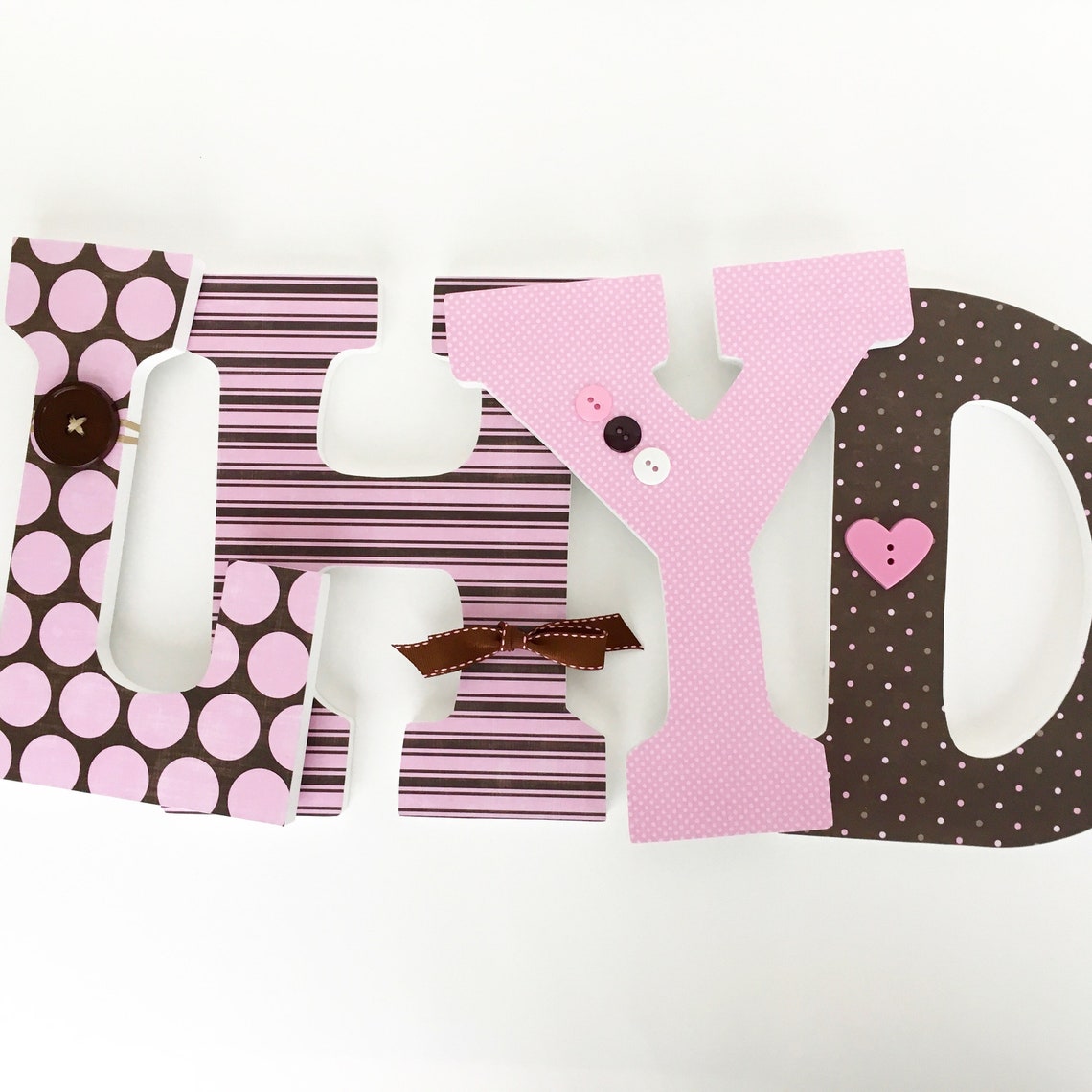 Baby Nursery Wall Letters Pink and Brown Theme Custom Letter Etsy