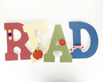 Read Custom Wooden Letters, Nursery Décor, Unisex Bedroom, Hanging Wood Wall Decorations, Baby Shower Gift, Classroom Library School