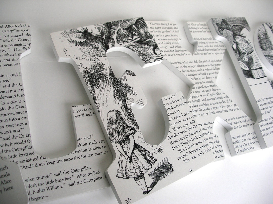 Alice in Wonderland, Custom Wood Letters, Children's Book Pages ...