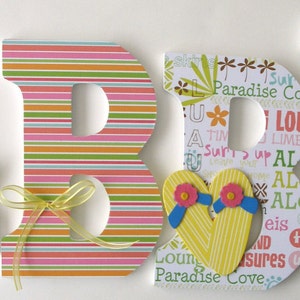 Set of 4 Decorated 9 Wooden Letters Personalized - Etsy