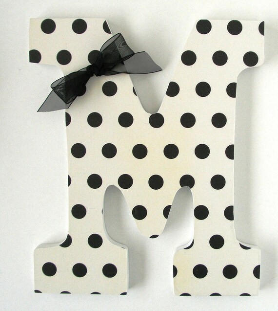 Black White Custom Decorated Wooden Letters Nursery Name Etsy