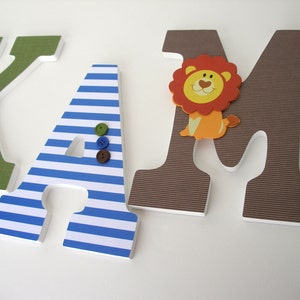 baby name letter set blue brown and green custom nursery etsy
