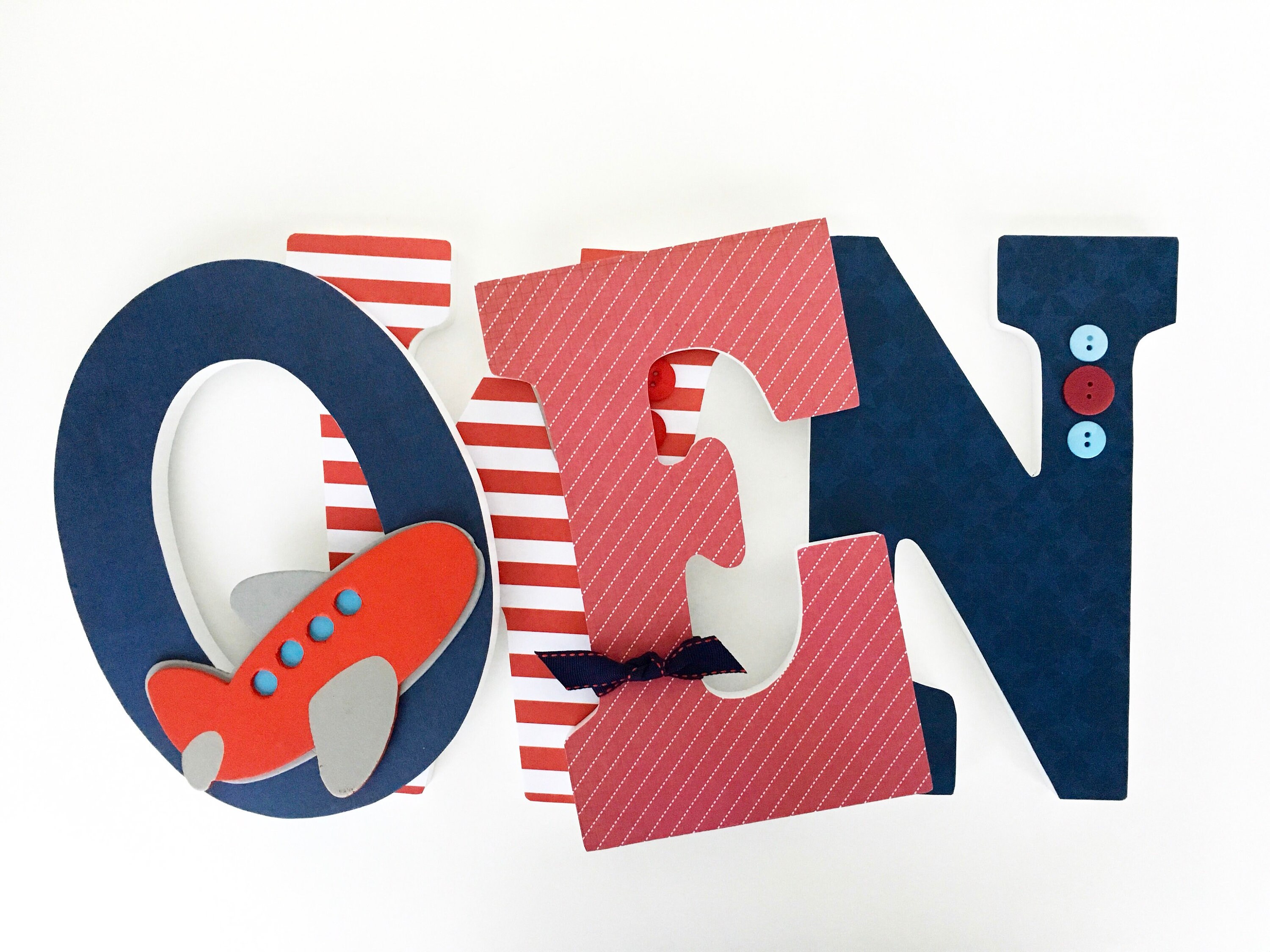 Navy Blue & Red Custom Wooden Letters Nursery Baby Boy Etsy