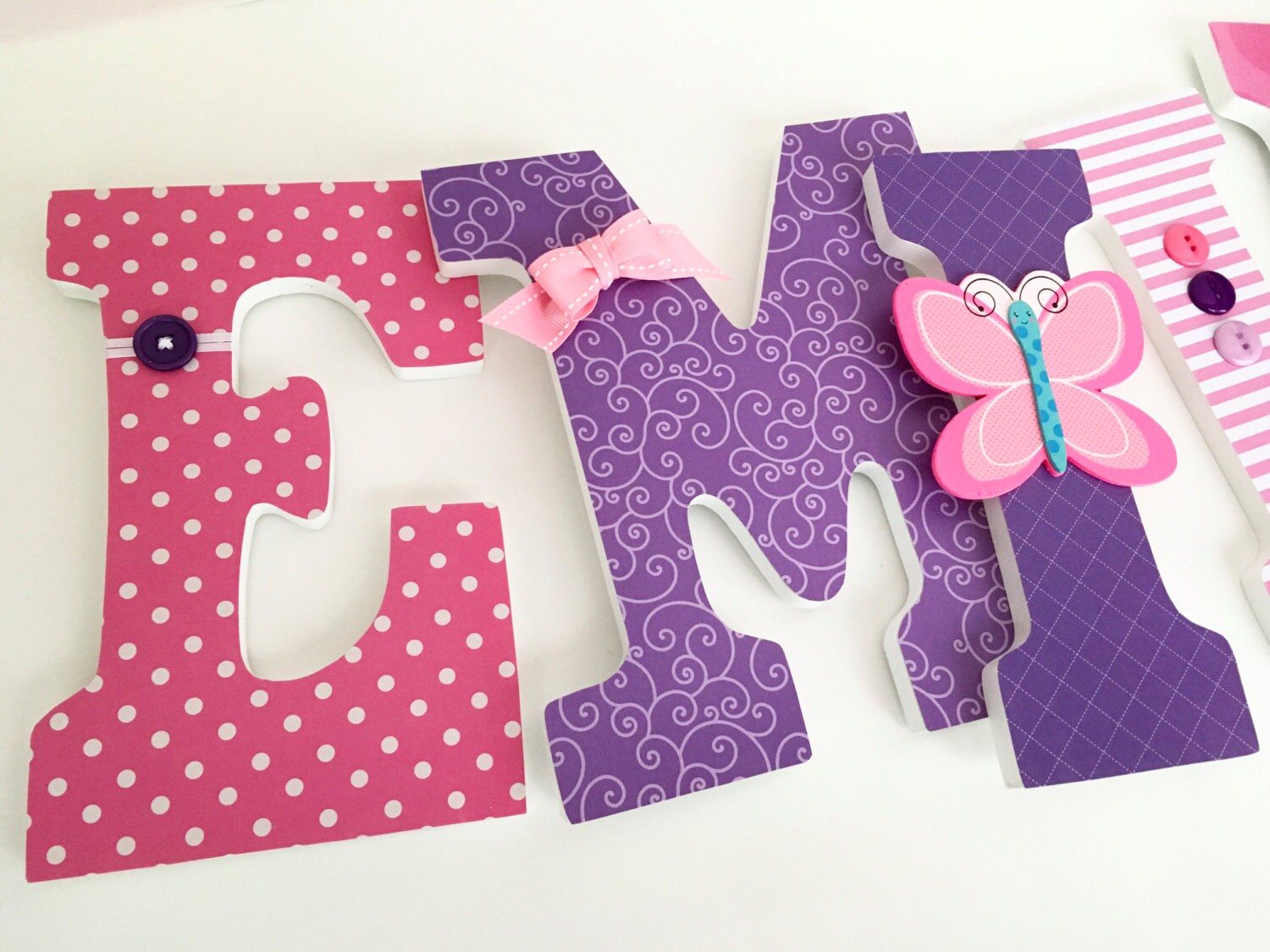 Baby Nursery Wall Letters Pink and Purple Butterfly Etsy