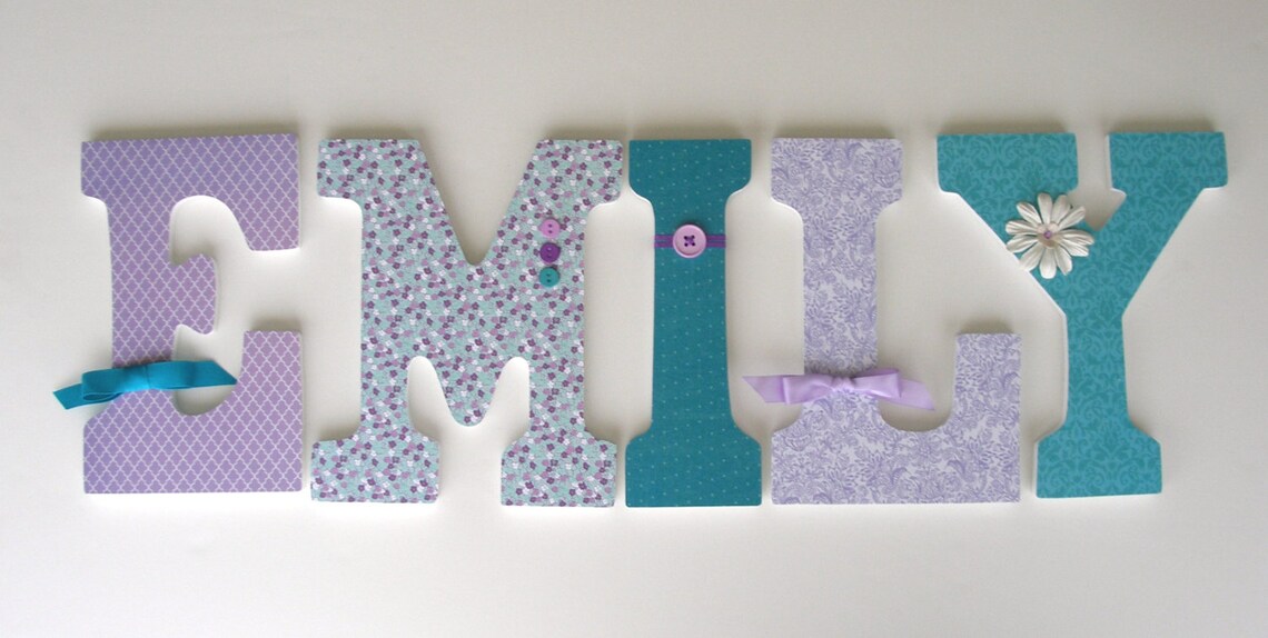 Custom Letter Set for Girl Nursery Teal and Lavender Custom Etsy