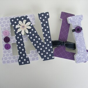Custom Wood Letter Set Purple Lavender and Navy Blue - Etsy
