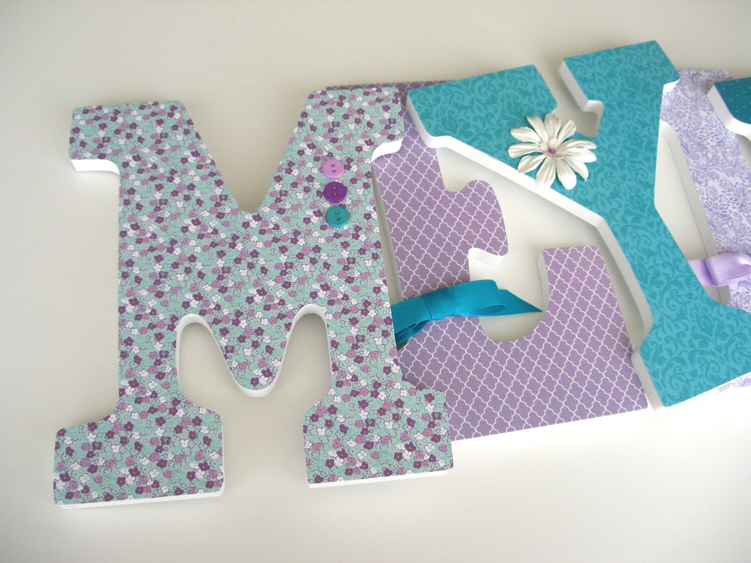 Custom Letter Set for Girl Nursery Teal and Lavender Custom Etsy