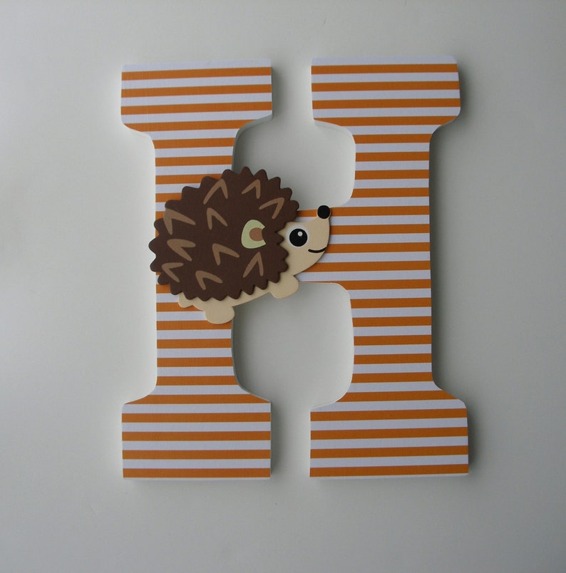 Hedgehog Custom Decorated Wooden Letters Nursery Name Décor Etsy