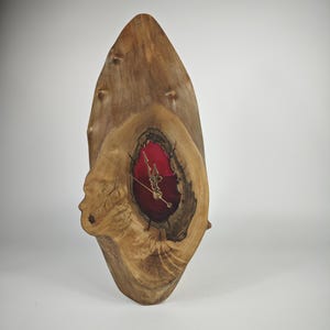 Handmade Walnut Wood Wall Clock with Pink Resin – Rustic Unique Home Decor, Natural Wooden Art Timepiece