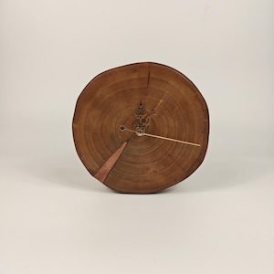 Handmade Wooden Wall Clock from Tree Slice – Rustic Natural Wood Clock with Resin Detail