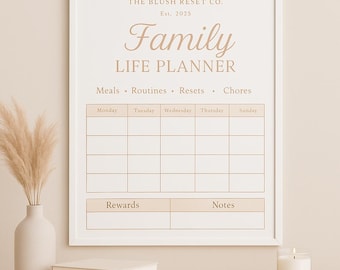 Printable Family Life Planner | Meal and Chore Chart Organizer, Family Schedule & Home Binder Template