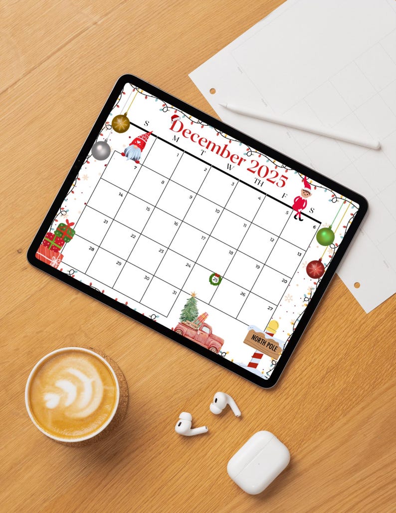 December 2025 Printable Calendar Christmas Theme | Holiday Monthly