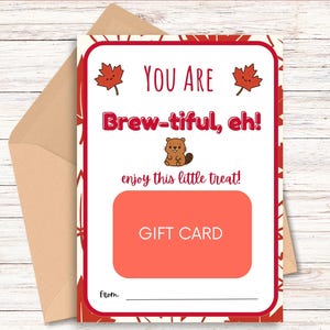 Tarjeta de agradecimiento imprimible de Canadiana Thanks a Latte, soporte para tarjeta de regalo / Tarjeta de agradecimiento para pareja / Tarjeta de regalo de Canadá / Tarjeta de agradecimiento para mejores amigas / Fecha