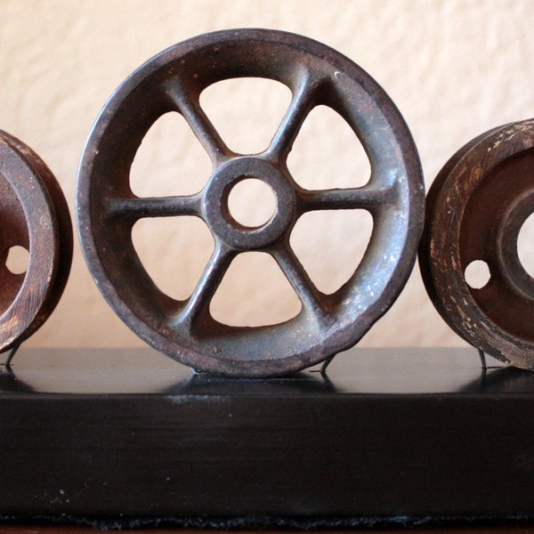 Reserved for Mary TREASURY ITEM Industrial Wheel Chic Pulley Vintage Steampunk