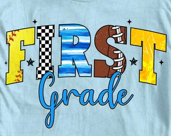 First Grade PNG for Boys, Back to School Sports Design, 1st Grade Shirt PNG, First Day of School, Digital Download