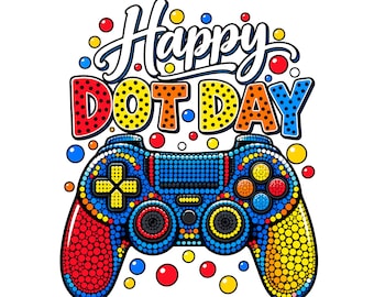Happy Dot Day Game Controller PNG, Gamer Kids Shirt Design, Polka Dot Gaming, International Dot Day, Digital Download