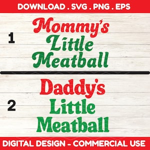 Almôndegas da Mamãe e Almôndegas do Papai SVG PNG EPS | Design de Frases Engraçadas Combinando – 2 Arquivos