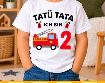 Tatü Tata ich bin 2 PNG SVG DXF, Feuerwehr Geburtstagsshirt, 2 Geburtstag Junge, Plotterdatei