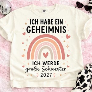 Ich Habe Ein Geheimnis 2027 PNG SVG, Ich Werde Große Schwester Design, Regenbogen Schwester Shirt Motiv, Baby Ankündigung Digitale Datei image 3