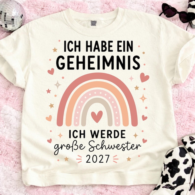 Ich Habe Ein Geheimnis 2027 PNG SVG, Ich Werde Große Schwester Design, Regenbogen Schwester Shirt Motiv, Baby Ankündigung Digitale Datei image 3