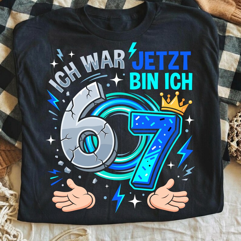 Ich War 6 Jetzt Bin Ich 7 PNG, 7 Geburtstag Junge T-Shirt Motiv, Kinder Geburtstag Design, Digitale Datei image 3