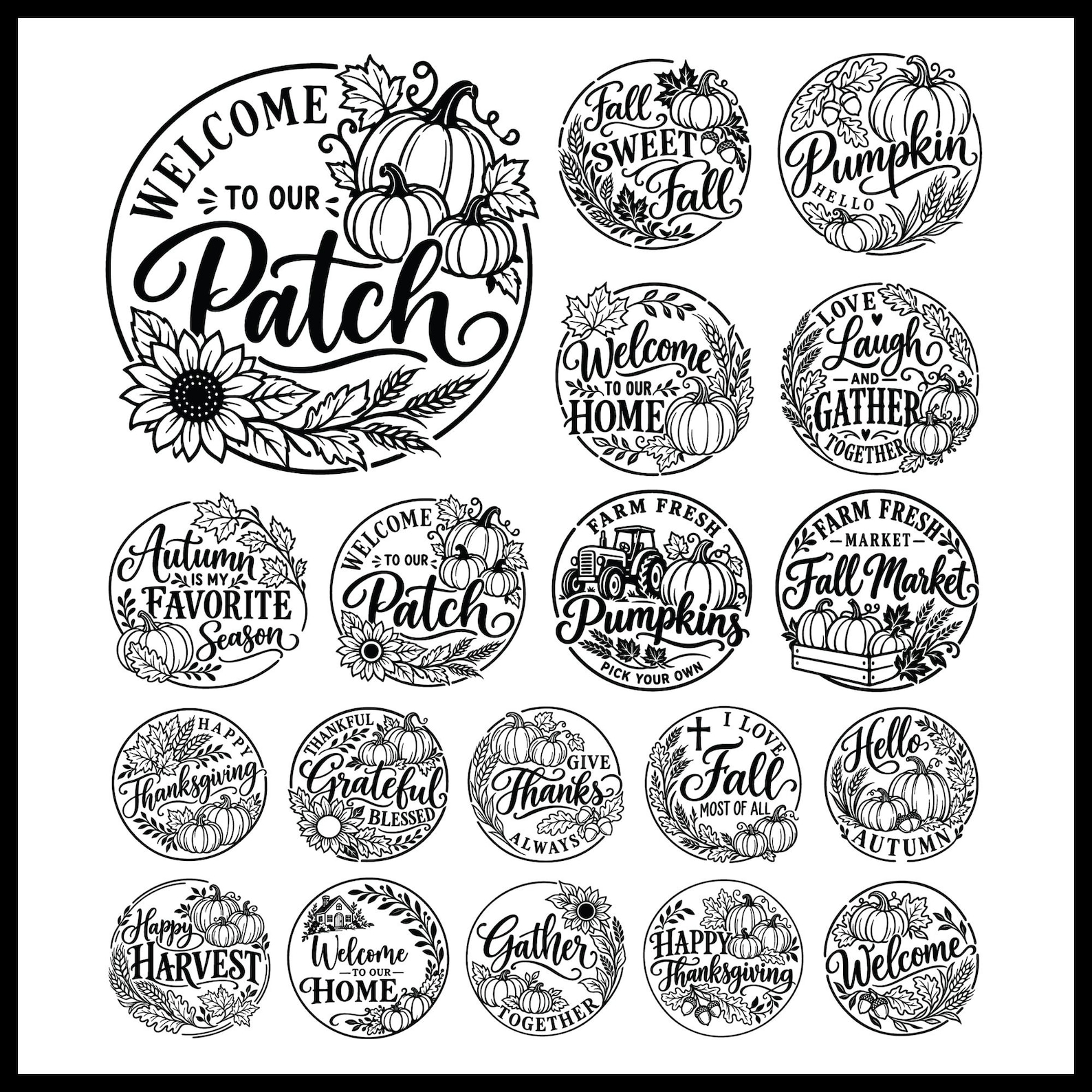 Fall Round Sign SVG Bundle, Fall Round Sign Designs, Fall Shirt Svg ...