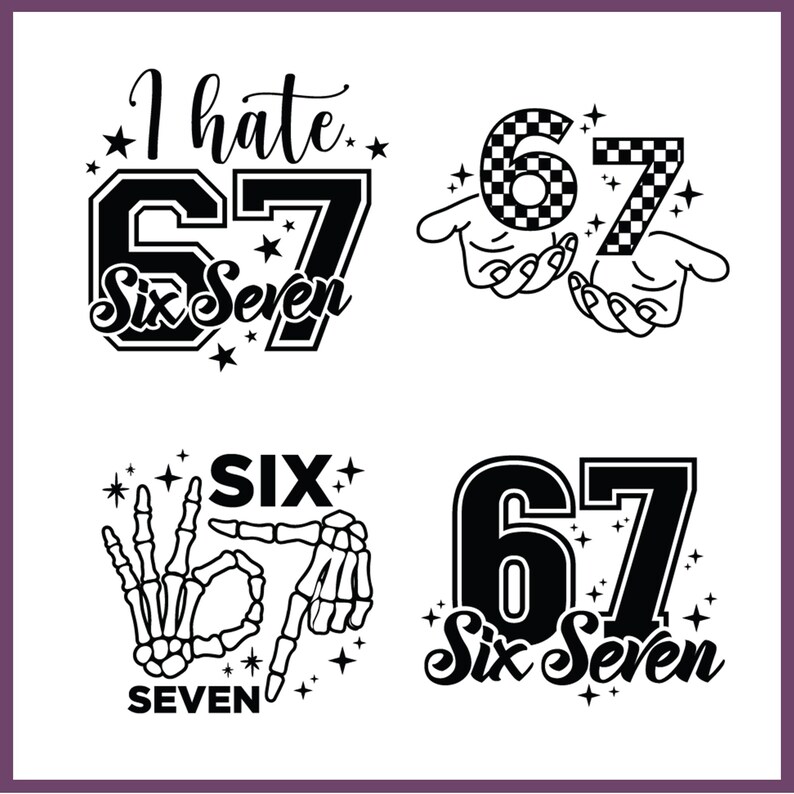 Six Seven 6 7 Meme Funny Hands SVG Bundle Viral Meme Humor Cricut 