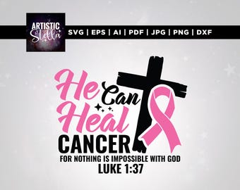 Läka cancer SVG, bröstcancermedvetenhetsband, Cricut, sublimering (digital nedladdning)