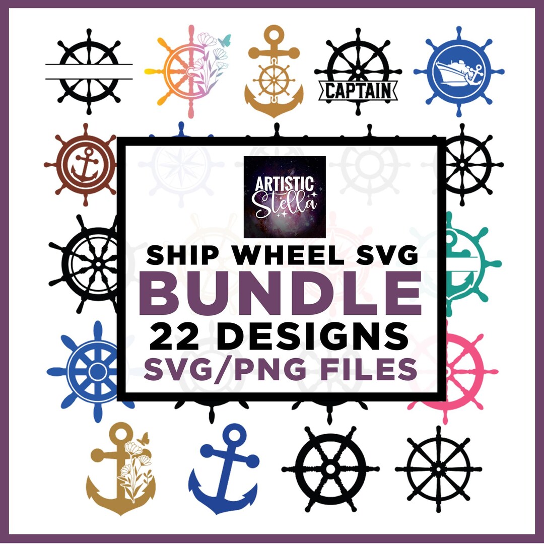 Svg Rounds Nautical Nautical Ship Wheel SVG Bundle, Anchor Helm Designs, 22 Cut Files (SVG ...