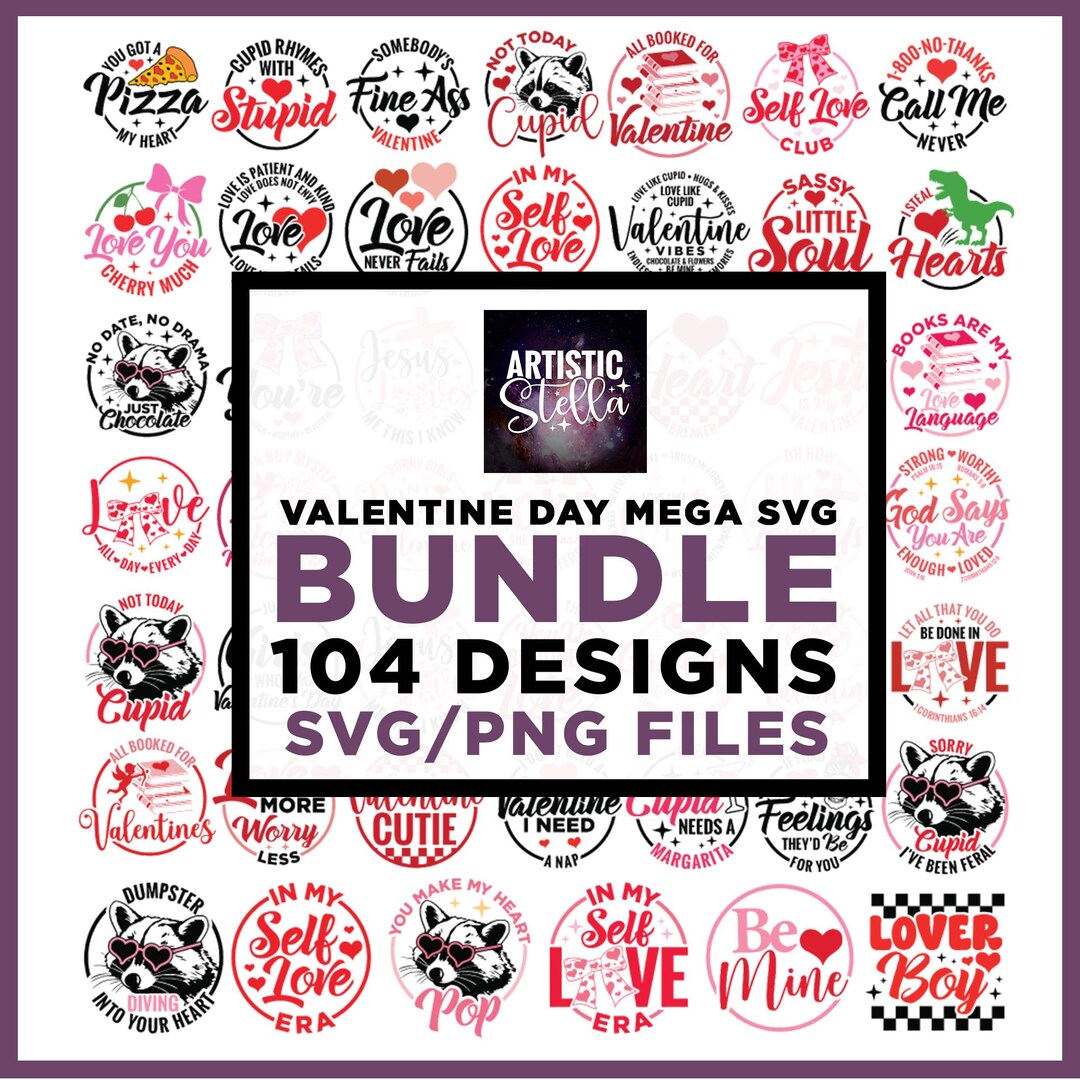 Valentine Svg Png Mega Bundle, Valentines Day Png, Cricut, Sublimation ...